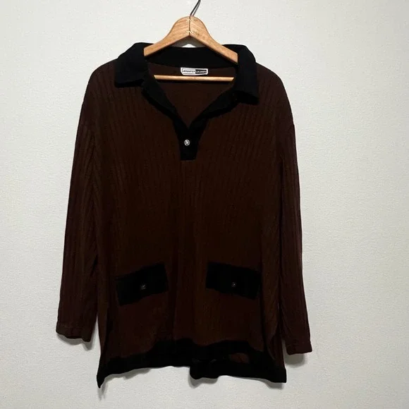 Talbots Petites Black Cable Knit V Neck Long Sleeve Sweater Women's Medium - Picture 5 of 5